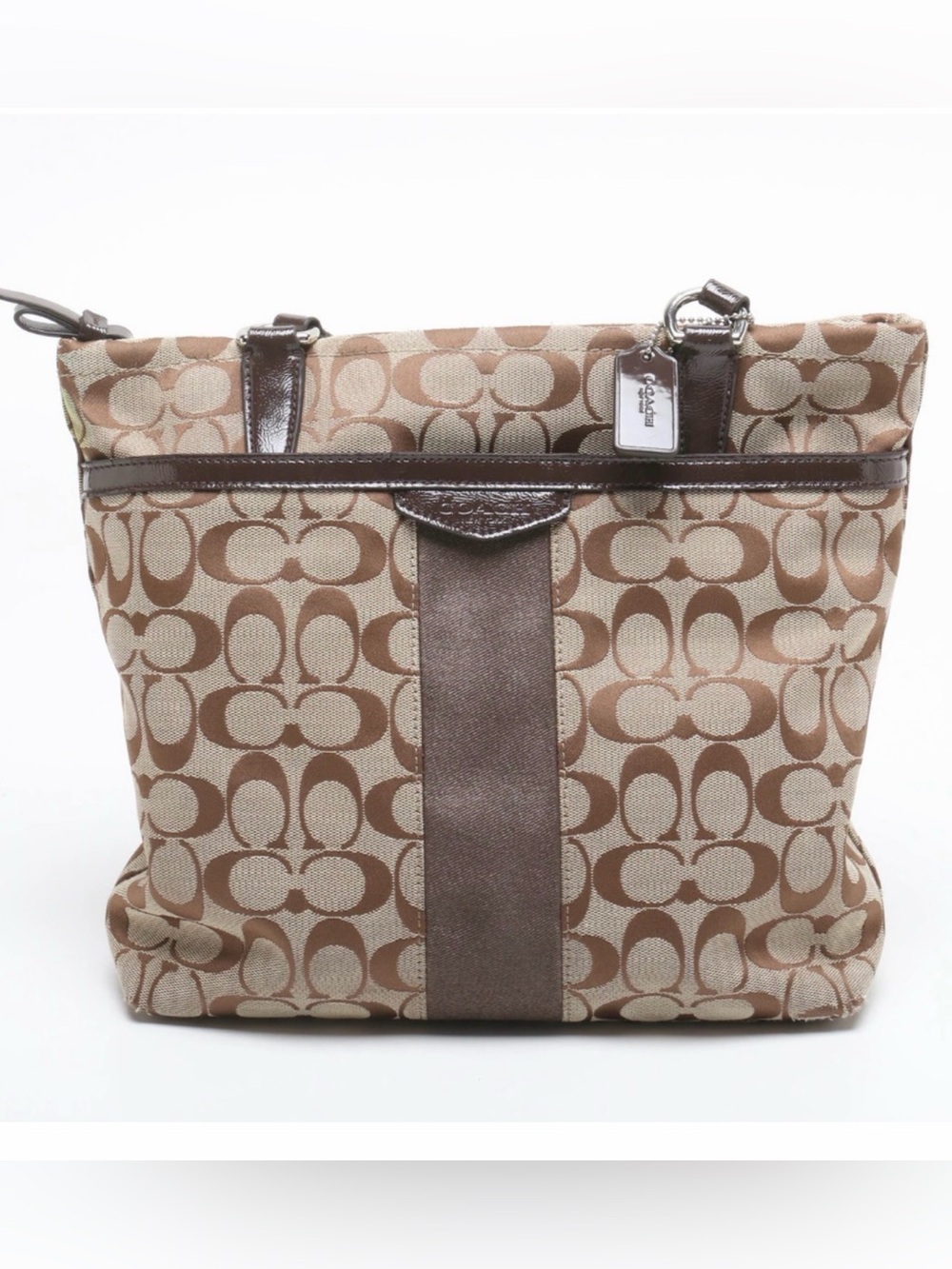 Coach signature Brown Khaki Signature canvas Shoulder Tote Y2K vintage